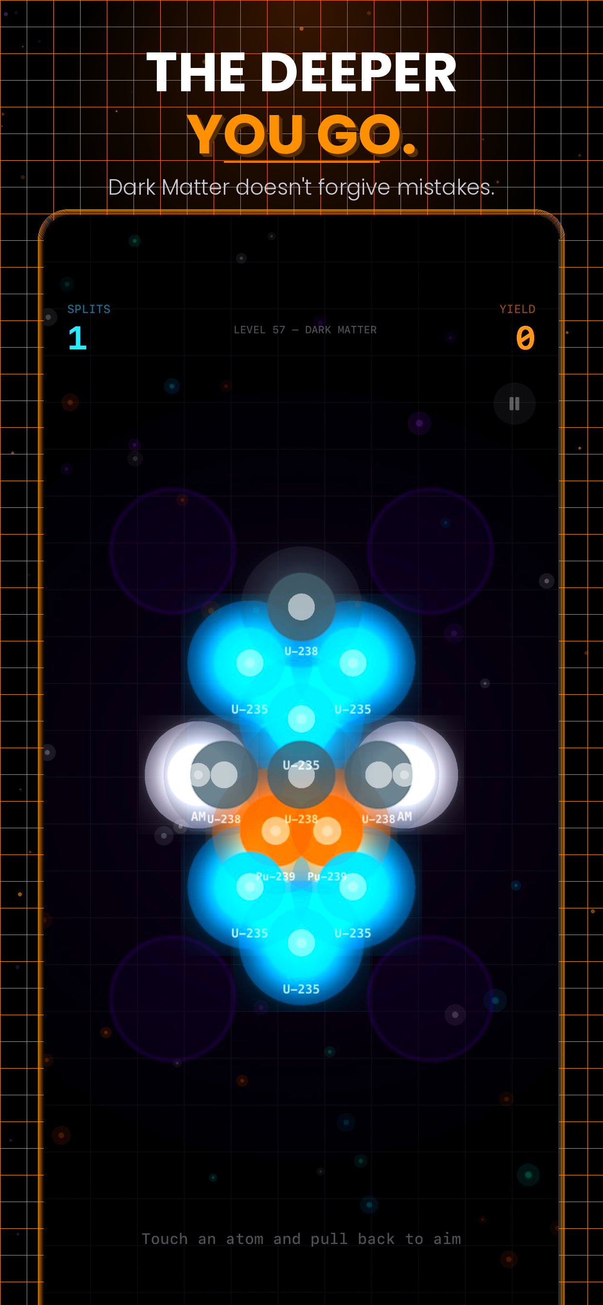 UNCONTAINED nuclear fission puzzle game for iPhone — Dark Matter chapter level